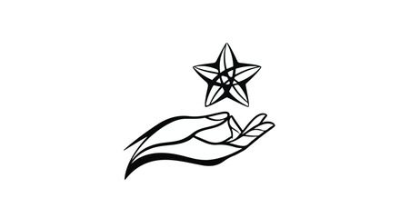 Hand reaching up towards a shining star, symbolizing hope and aspiration