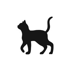 Set of black cat silhouette isolated on white background. Vector illustration template for design decor.
