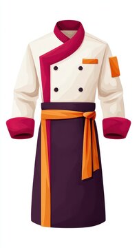 Chef uniform design with vibrant colors, white isolate background.