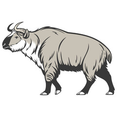 AI Rendered Golden Takin Animal Portrait Unique Wildlife Graphic