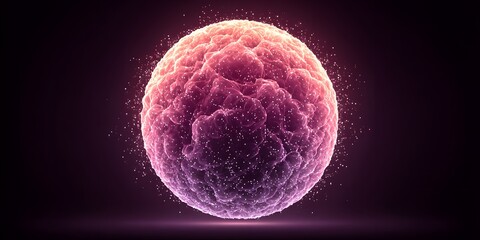 Naklejka premium Abstract glowing sphere with ethereal particles in vibrant pink and purple colors against dark background