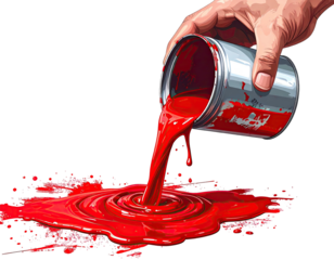 Red paint being poured