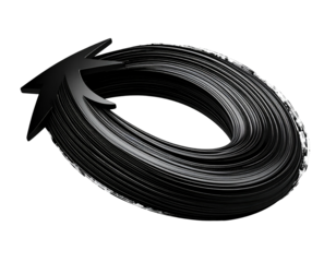 Abstract black oval shape with a highlighted arrow