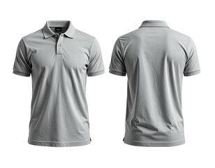 Gray polo shirt, front and back view.  Blank, simple design