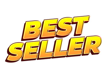 Bold text graphic featuring the words best seller in a vibrant yellow and orange color scheme, suita