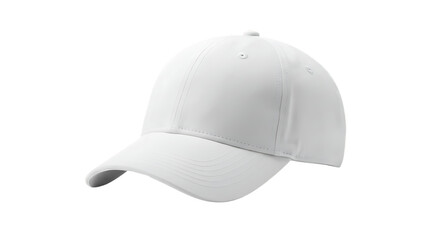 Fototapeta premium A close up view of a plain white baseball cap isolated against on transparent background