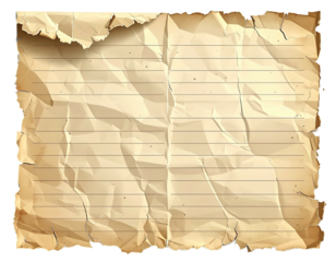 Aged, crumpled lined paper