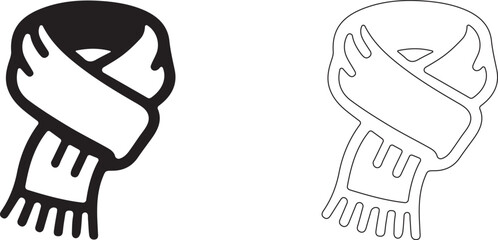 Warm winter scarf. Vector accessory icon.