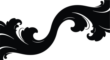 Elegant black flourish design on a white background, evoking classic artistry and sophisticated style.