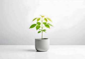Elegant potted plant conveying growth and renewal in minimalist setting