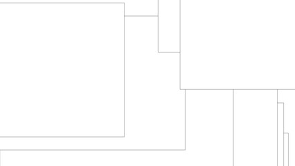 Minimal abstract geometric artwork with overlapping white rectangles and faint gray outlines, forming a modern architectural composition with clean symmetry.