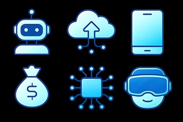 Modern technology icons for digital innovation and future business trends