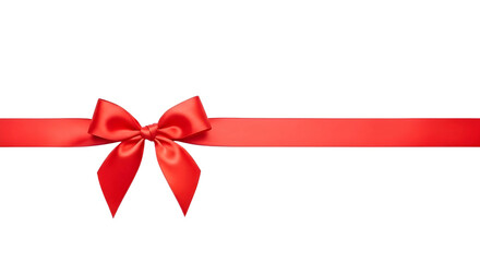 Golden gift ribbon with a bow tied in the center, horizontal layout. Isolated on transparent background, png