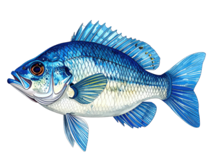 Vibrant profile of a blue fish