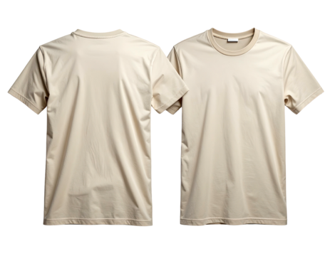 Beige T-shirts, front and back view