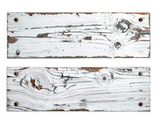 Two weathered white wooden planks