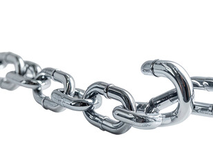 Obraz premium A section of polished metal chain, links interlocked