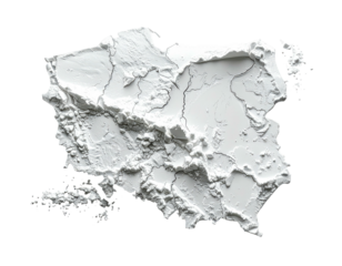Topographic map of Poland in grayscale