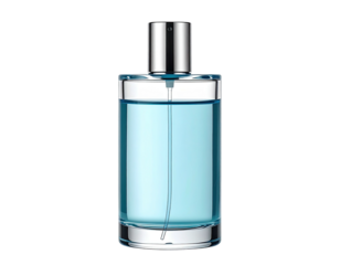 Light-blue glass perfume bottle
