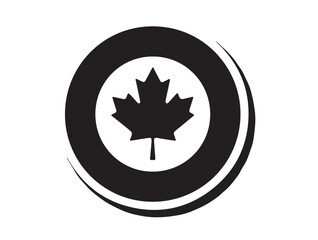 Canadian flag in circular sticker form, vector silhouette.