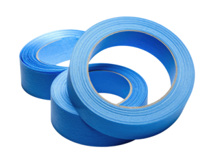 Three rolls of vibrant blue adhesive tape