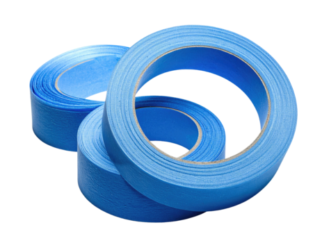 Three rolls of vibrant blue adhesive tape