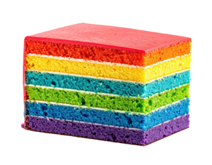 Colorful layered cake slice
