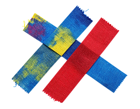 Colorful fabric strips forming a cross