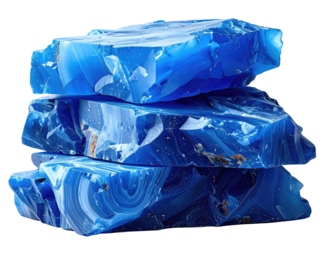 Stacked vibrant blue gemstones