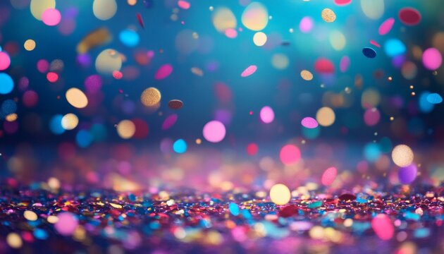 Colorful confetti falling on a glittery surface - Powered by Adobe