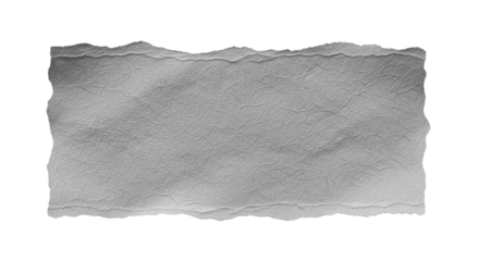 A torn scrap of gray rough paper with uneven edges, realistic fiber texture, subtle wrinkles, neutral lighting, minimalist stationary aesthetic, isolated on plain background, gentle shadow for depth
