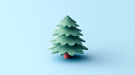Isometric Christmas Tree on Light Blue