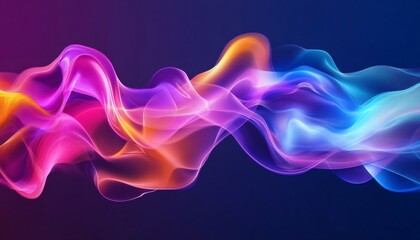 Abstract wave of vibrant pink, purple, and blue hues flowing on a dark background