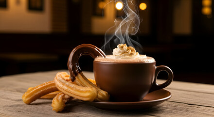 Charming Combination Of Coffee, Churros, And A Comfortable Atmosphere Of Delight