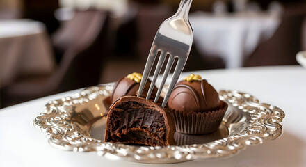 Chocolate Truffles Displayed On An Elegant Silver Platter And Ready To Be Enjoyed
