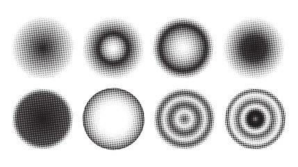 Abstract halftone radial shapes