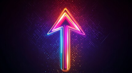 A vibrant glowing arrow pointing upwards, symbolizing growth and direction