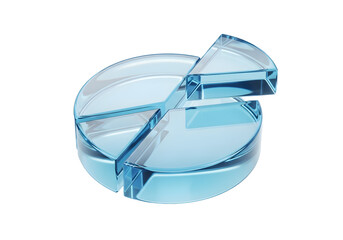 Blue pie chart isolated on transparent background represents data analysis