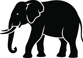 Elegant african elephant illustration simple design on transparent background silhouette