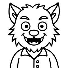 Cute Werewolf Character Vector Illustration. Outline Design. Coloring Book Page. SVG. Transparent Background. Printable Halloween Design.