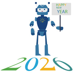 Celebrate 2020 New Year with a fun, futuristic robot greeting, a creative way to showcase technology and cheer in a modern, playful way