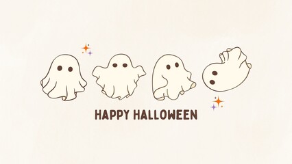 Cream Minimalist Happy Halloween Desktop Wallpaper