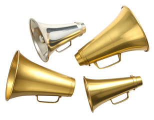 Obraz premium Four gold and silver megaphones