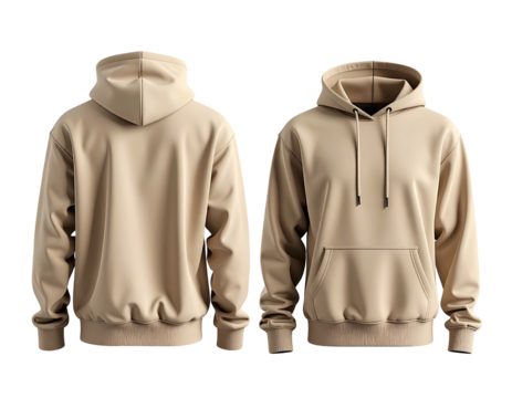 Beige hoodie, front and back view (5)