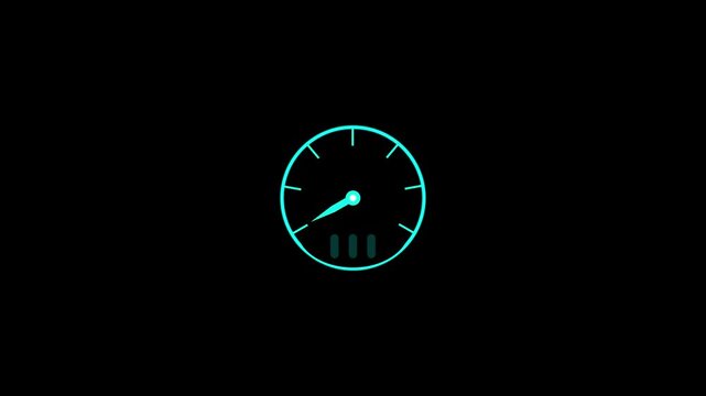 Speed ​​meter icon animated. Speedometer, bike, car speed meter animated Brilliant animation . Speed ​​meter animation. Speed ​​test on black background.