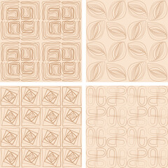 Abstract Line Seamless Pattern Set of four Illustration Soft Colors