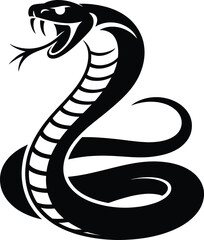 Detailed cobra design with open mouth striking pose on transparent background silhouette