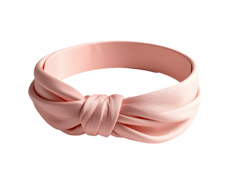 A pale pink headband with a bow