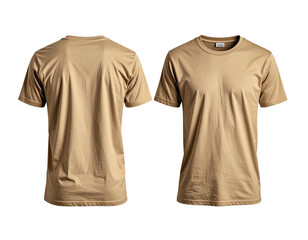 Front and back view of a plain beige t-shirt (4)