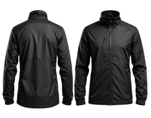 Black jacket, front and back views